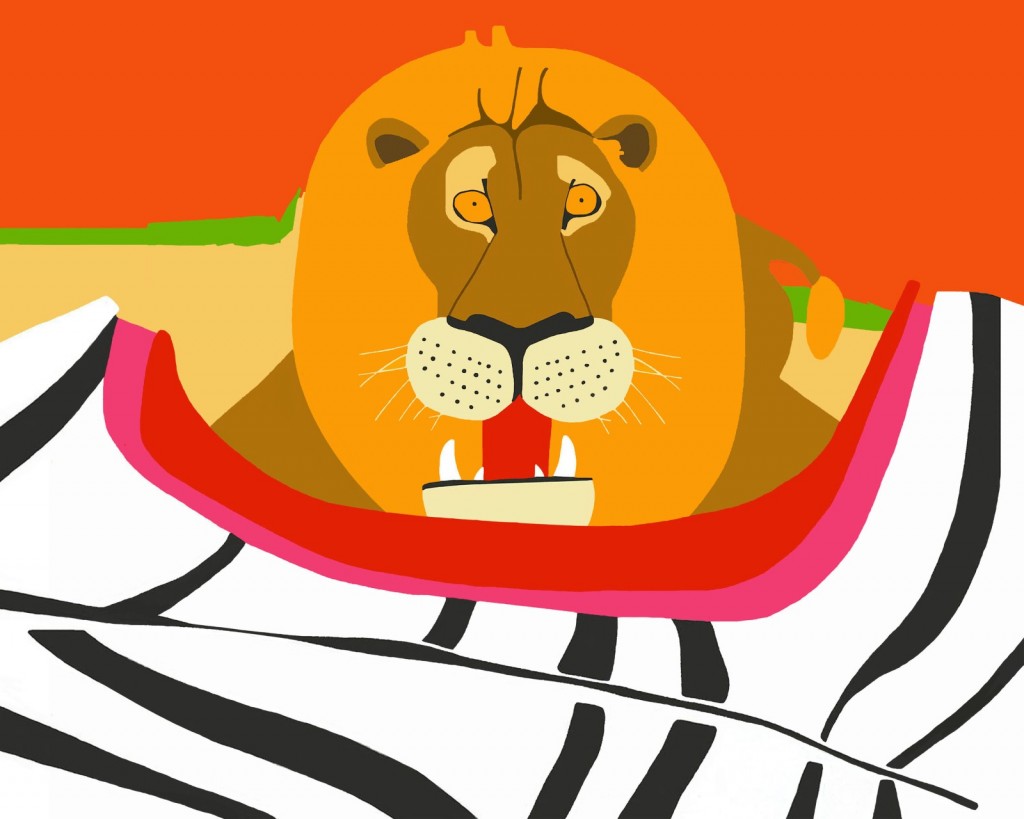 Leone con zebra